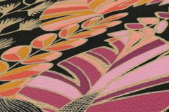 39095-3 cikkszámú tapéta.Természeti mintás,fekete,lila,narancs-terrakotta,pink-rózsaszín,súrolható,vlies tapéta