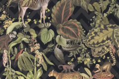 37990-1 cikkszámú tapéta.állatok,természeti mintás,virágmintás,barna,fekete,zöld,súrolható,vlies tapéta
