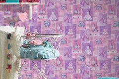 30597-1 cikkszámú tapéta.Gyerek,különleges felületű,rajzolt,lila,pink-rózsaszín,gyengén mosható,papír tapéta