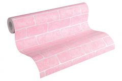 35981-2 cikkszámú tapéta.Kőhatású-kőmintás,különleges felületű,fehér,pink-rózsaszín,lemosható,vlies tapéta