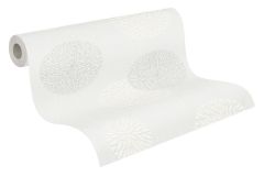93792-2 cikkszámú tapéta.Geometriai mintás,pöttyös,retro,fehér,szürke,illesztés mentes,lemosható,vlies tapéta
