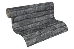 95470-1 cikkszámú tapéta.Kőhatású-kőmintás,különleges felületű,fekete,szürke,gyengén mosható,papír tapéta