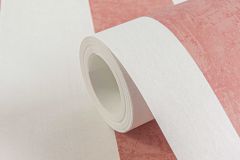 77078-6 cikkszámú tapéta.Csíkos,gyerek,fehér,piros-bordó,gyengén mosható,illesztés mentes,vlies tapéta