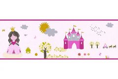 35853-1 cikkszámú tapéta.Gyerek,különleges felületű,különleges motívumos,rajzolt,fehér,pink-rózsaszín,szürke,vlies bordűr