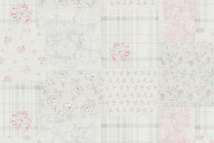 39066-3 cikkszámú tapéta.Retro,textil hatású,textilmintás,virágmintás,pink-rózsaszín,szürke,súrolható,vlies tapéta