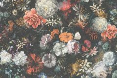 38095-1 cikkszámú tapéta.Virágmintás,fehér,fekete,narancs-terrakotta,súrolható,vlies tapéta