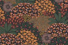 38740-3 cikkszámú tapéta.Természeti mintás,textil hatású,virágmintás,bézs-drapp,fekete,narancs-terrakotta,zöld,súrolható,vlies tapéta