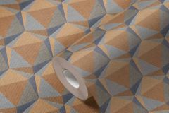 38748-3 cikkszámú tapéta.3d hatású,geometriai mintás,textil hatású,barna,bézs-drapp,szürke,súrolható,vlies tapéta