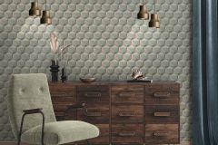 38748-4 cikkszámú tapéta.3d hatású,geometriai mintás,textil hatású,bézs-drapp,szürke,zöld,súrolható,vlies tapéta