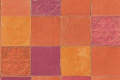 37406-5 cikkszámú tapéta.Konyha-fürdőszobai,marokkói ,narancs-terrakotta,pink-rózsaszín,piros-bordó,súrolható,vlies tapéta
