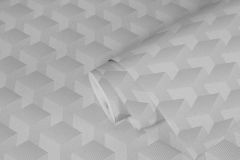38963-1 cikkszámú tapéta.3d hatású,dekor,geometriai mintás,fehér,szürke,illesztés mentes,lemosható,vlies tapéta