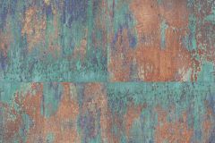 38037-1 cikkszámú tapéta.Fémhatású - indusztriális,narancs-terrakotta,türkiz,lemosható,anyagában öntapadós  tapéta