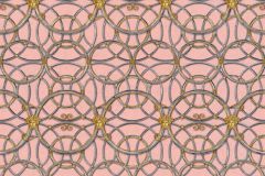37049-6 cikkszámú tapéta.Barokk-klasszikus,geometriai mintás,különleges felületű,arany,ezüst,pink-rózsaszín,súrolható,vlies tapéta