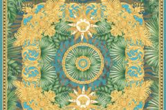 38703-2 cikkszámú tapéta.Barokk-klasszikus,természeti mintás,arany,kék,zöld,súrolható,vlies tapéta