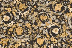 38706-5 cikkszámú tapéta.Barokk-klasszikus,virágmintás,arany,ezüst,fekete,súrolható,vlies tapéta