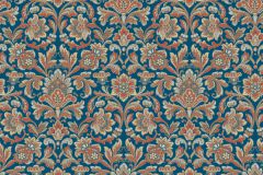 4521 cikkszámú tapéta.Barokk-klasszikus,kék,narancs-terrakotta,szürke,lemosható,vlies tapéta