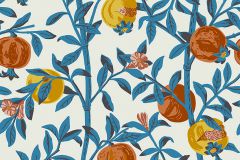 1960 cikkszámú tapéta.Virágmintás,kék,narancs-terrakotta,sárga,lemosható,vlies tapéta