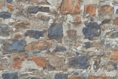 10092-04 cikkszámú tapéta.Kőhatású-kőmintás,kék,narancs-terrakotta,súrolható,vlies tapéta