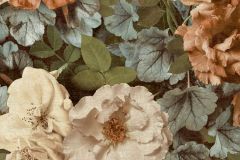 WL2101 cikkszámú tapéta.Virágmintás,narancs-terrakotta,szürke,zöld,súrolható,vlies tapéta