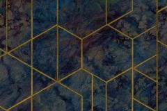 WL2503 cikkszámú tapéta.Geometriai mintás,arany,kék,súrolható,vlies tapéta
