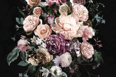 P415-VD2 cikkszámú tapéta.Virágmintás,bézs-drapp,fekete,lila,pink-rózsaszín,zöld,vlies poszter, fotótapéta