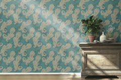 746457 cikkszámú tapéta.Különleges motívumos,marokkói ,textil hatású,barna,türkiz,zöld,lemosható,vlies tapéta