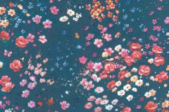 288376 cikkszámú tapéta.Virágmintás,kék,pink-rózsaszín,gyengén mosható,vlies tapéta